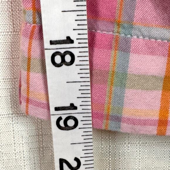 Vtg LL Bean Capri Pant Womens 16 Plaid Cotton Picnic Camping Summer Coastal Pink - Picture 8 of 9